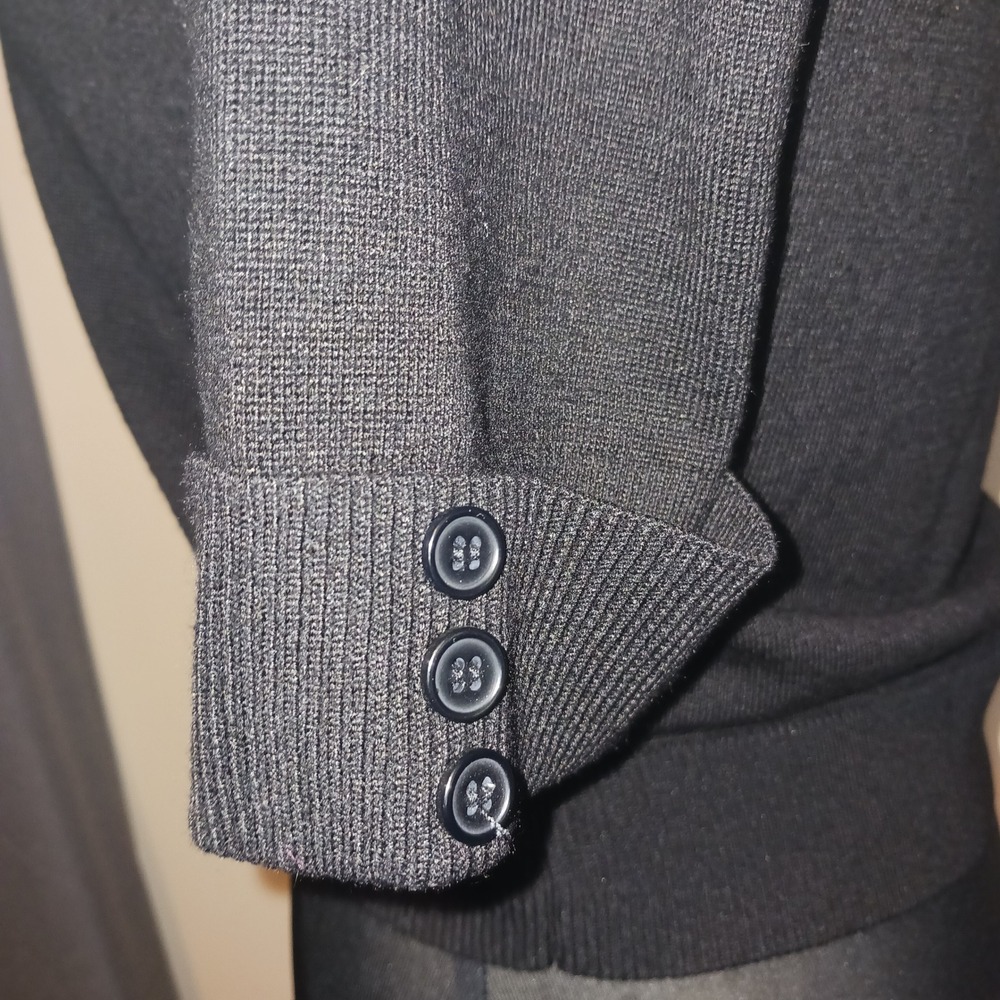 Dark Academia Witchy Black Short Sleeve Open Front Cropped Shrug Cardigan M - Picture 2 of 6